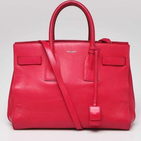 Yves Saint Laurent Handbags - Yves Saint Laurent Pink Leather Small Sac de Jour Tote Bag